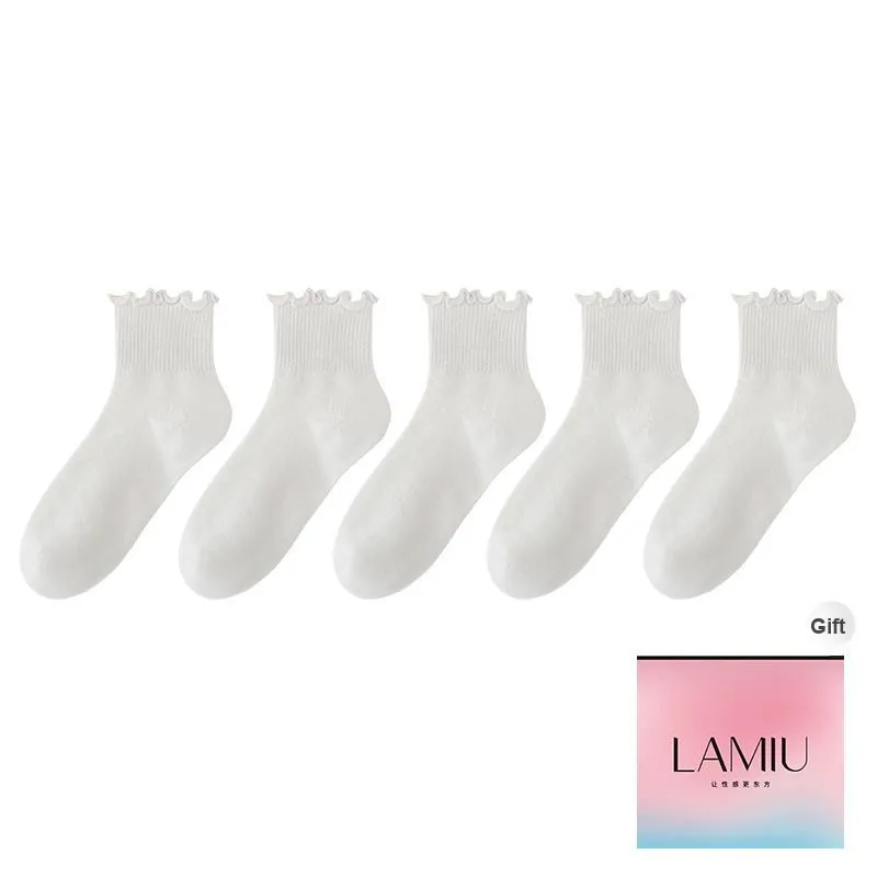 Lan Miao Mid Calf Socks Women's Shopping Bag 5 Pack-0