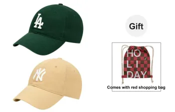 MLB Cotton Baseball Caps Unisex Green+Khaki Two-Piece Shopping Bag