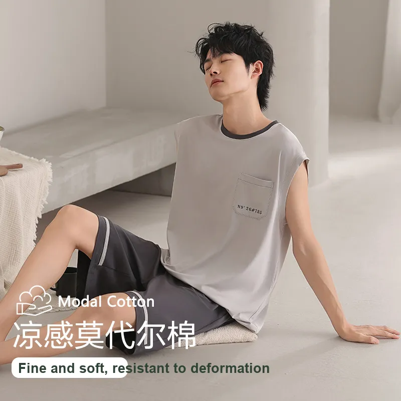 XIA.WA.ZHI.XIU Pajama Set Men's Gift Box Set Image Color-3