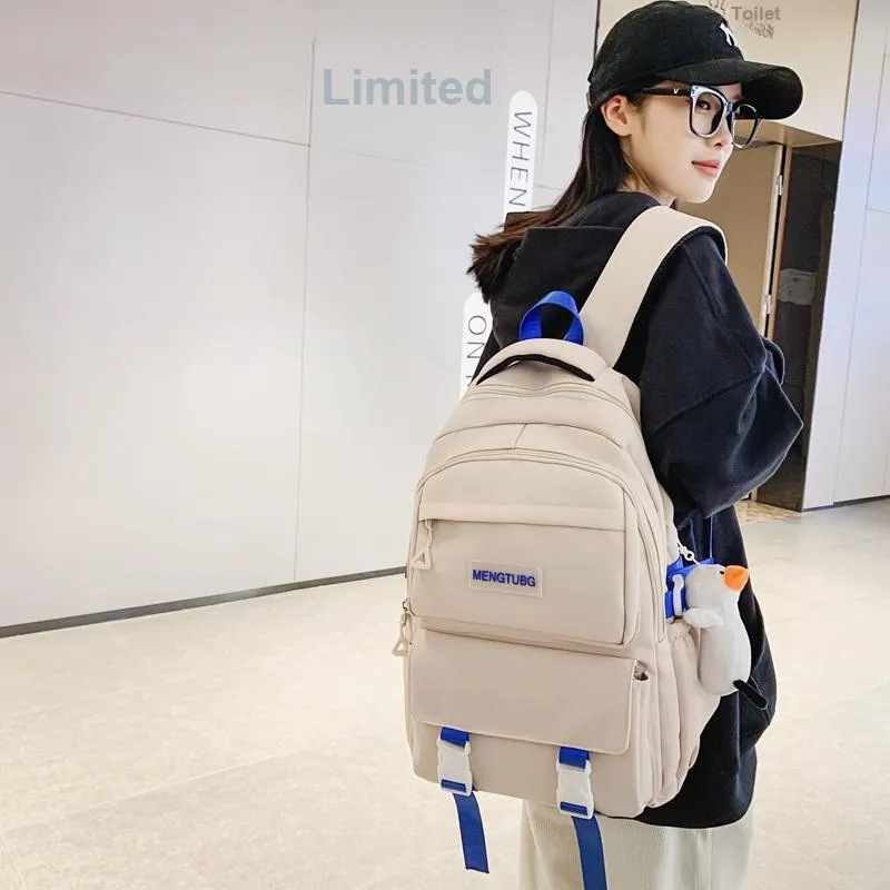 Travel Nylon Backpack Unisex Black/White/Purple/Gray-11