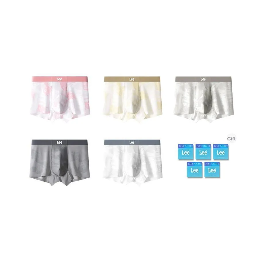 Lee совместный бренд модель Трусы Мужские 10A Полынь Антибактериальные Дышащие Бесшовные Боксеры 5 пар Подарочный набор в коробке