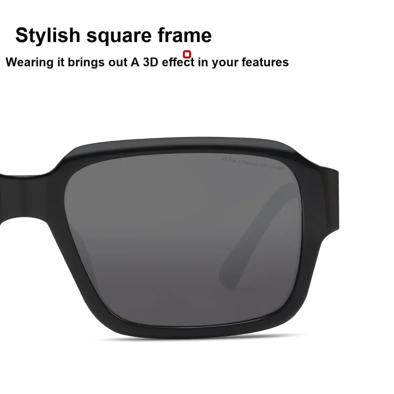 ZIPPO Plate Frame Square Sunglasses Unisex Black Frame With Tea Brown Lens-3