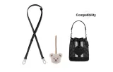 (Compatibility Dempsey) Black 1.1cm Width Litchi Grain Lock Buckle Silver-Tone 90-120cm+Beige Bear