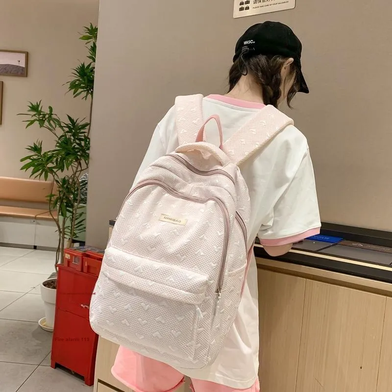Travel Nylon Backpack Women's Light Gray/Green/Ecru/Pink-15