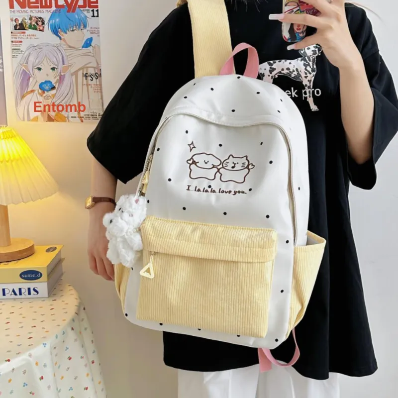 Meow In The Grass Nylon Backpack Unisex Multicolor-22