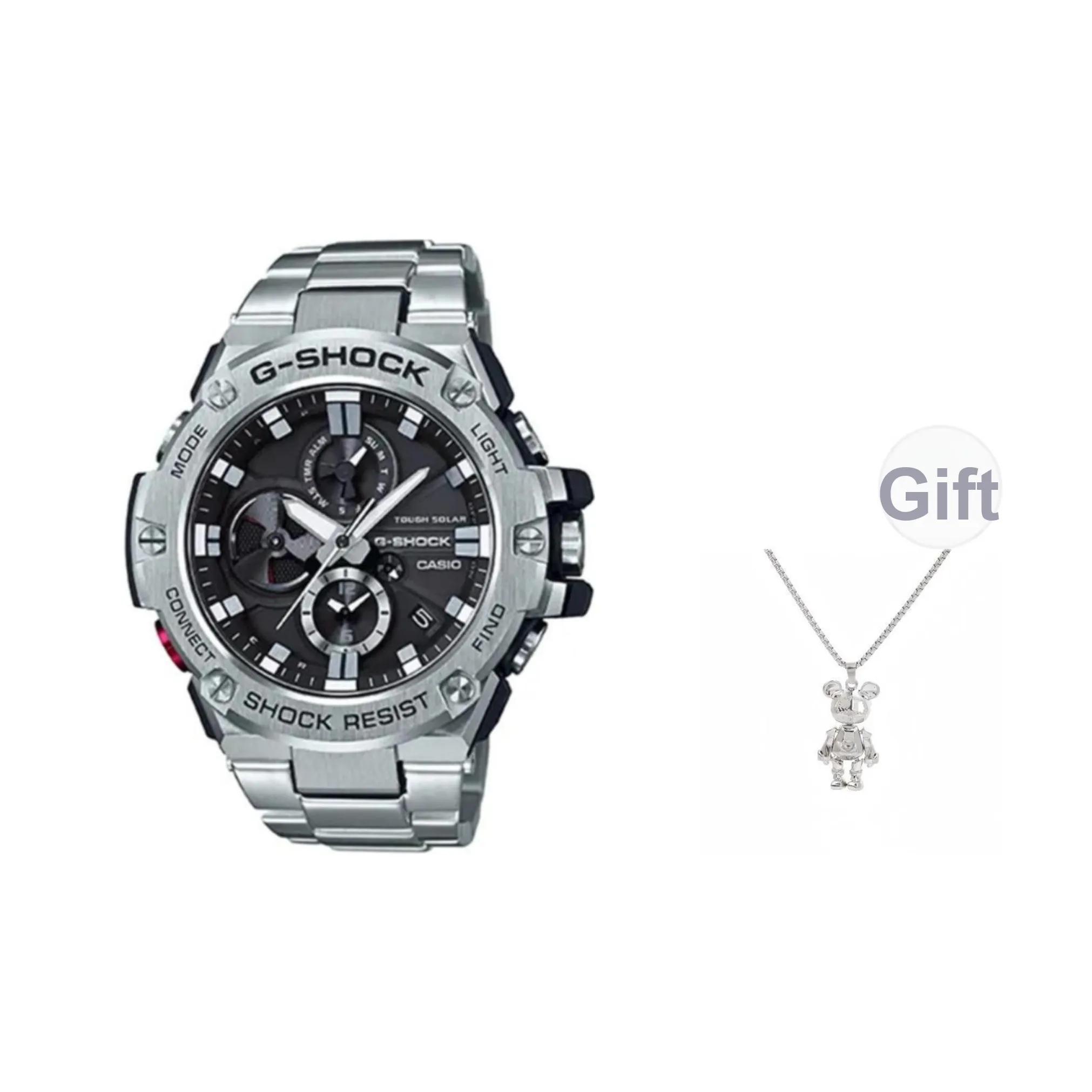 Шок Кварц Механизм Нержавеющая Сталь Ремешок Часы Унисекс Черный Циферблат