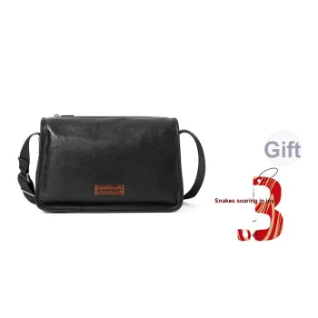 Sharkborough Cow Leather Shoulder Bag, Messenger Bag Men's Black