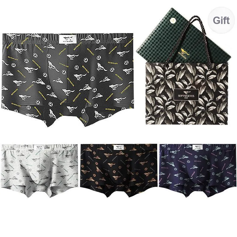 SEPTWOLVES Underpants Men's 4 Pack Gift Box Set+Shopping Bag-40