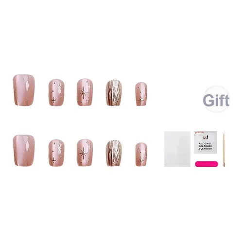 JIABITU Искра Звезда Золотой Покрытый Съемный Стиль False Nail Короткий LADDER Однотонный Jump Цвет Новый китайский стиль 14мм