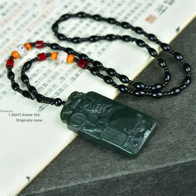 Jing Ruyu Hetian Jade Necklaces Green Jade Unisex-4