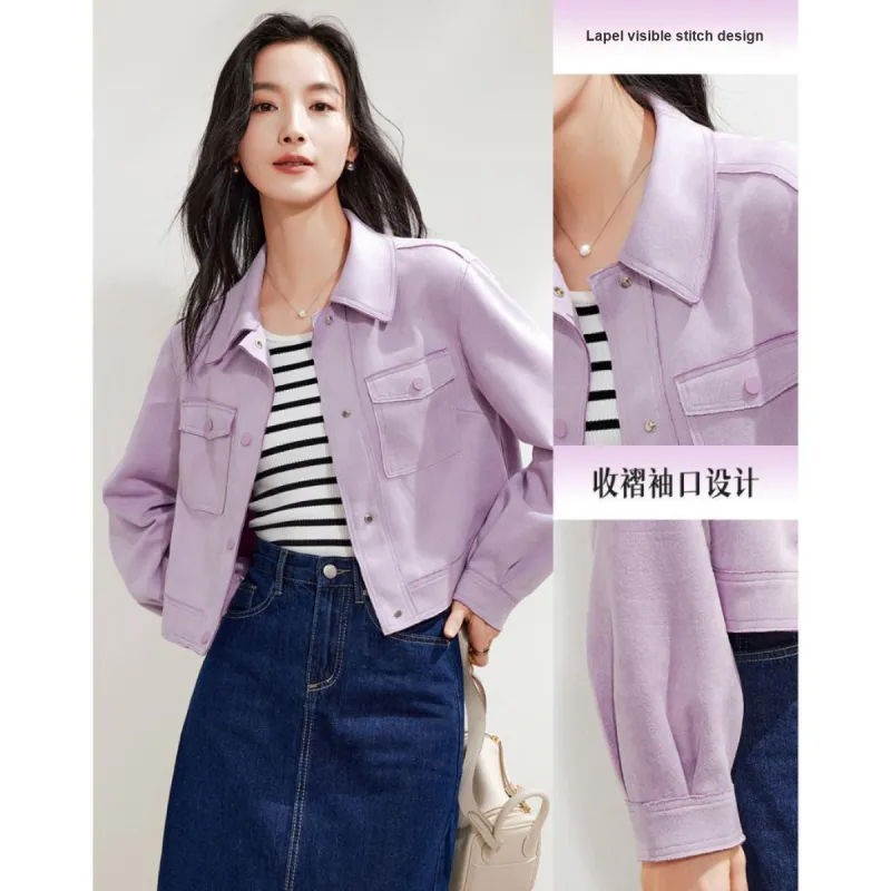 Like The Age Of Water Velvet feel Coat Straight Women's Purple-0