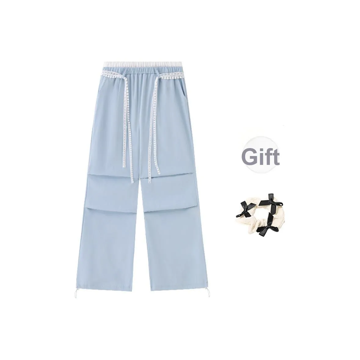 TORIGHT Cargo Pants Women's Blue+Bowknot Hair Tie Comes With