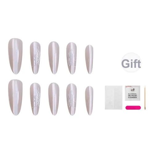 JIABITU Нефритовый Face Plate Съемный Стиль False Nail Миндаль Однотонный Телесный Новый китайский стиль