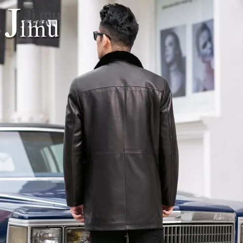 JIMU Leather Jacket Men's Black