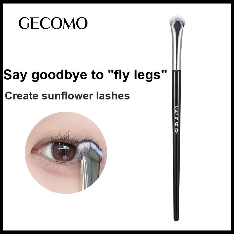GECOMO Fan Shaped Straight Mascara Brush+Oil Absorbing Paper Combination, Built in Mirror Powder Puff, Makeup Tool-1
