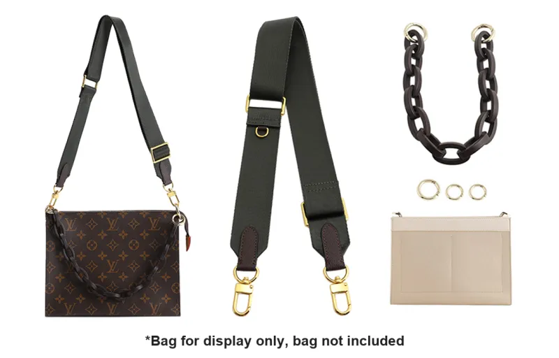 Canvas Shoulder Strap Gold Bag Liner Crossbody Chain Accessories Bag Strap Unisex Green/Brown/Black-0