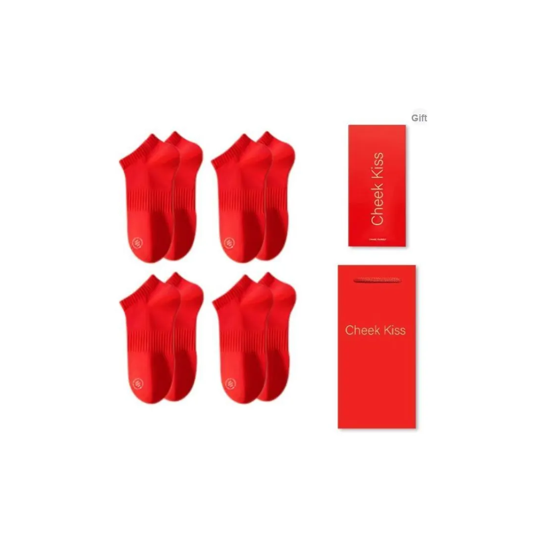 Cheekkiss Ankle Socks Men's Box 4-Pack Red
