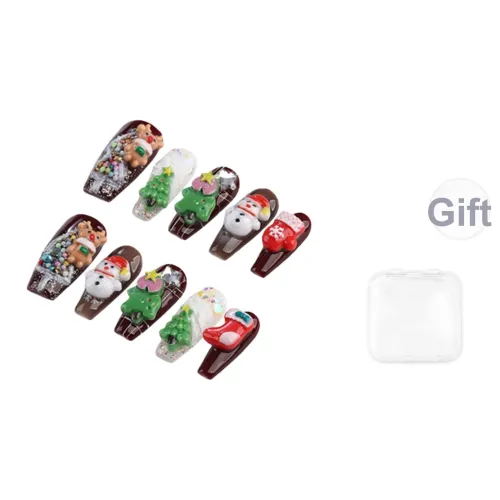 Song Biography Рождество 3D-эффект Осветляющий Лось Снеговик False Nail Средний LADDER 25 мм