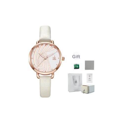 SHENGKE Кварцевый механизм ремешок из полиуретана женские часы белый циферблат