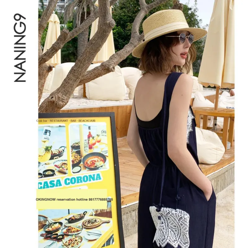 NANING9 Jumpsuits Women's Navy Blue-4