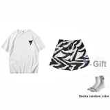 BKC Zebra Print Shorts+White Shades Short-Sleeved (Random Style)+Comes with Random Sports Socks