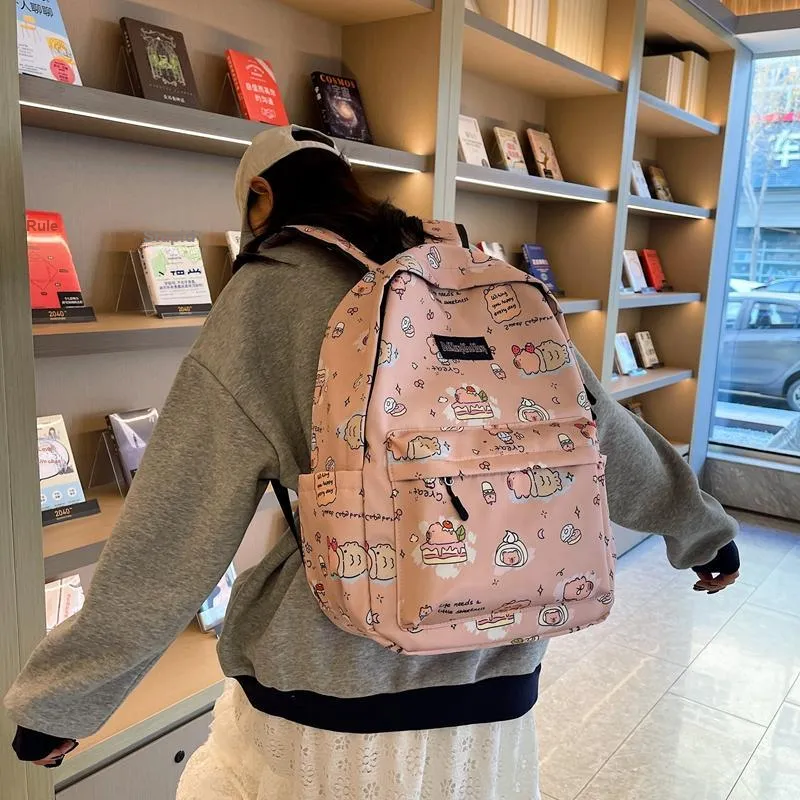 KAMLUI Nylon Backpack Women's White/Black/Pink/Khaki-26