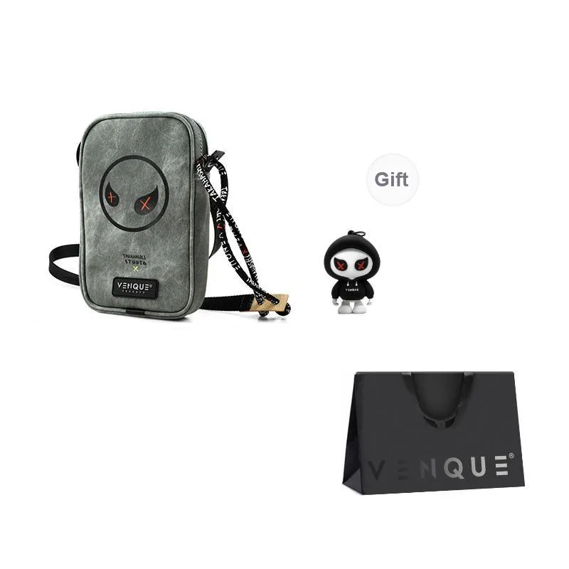 Venque Polyester Cell Phone Pouch, Small Square Bag, Shoulder Bag, Crossbody Bag Regular Unisex Gray-1