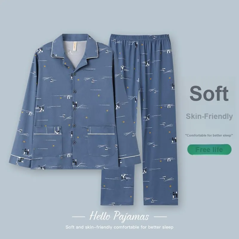 Huggy Kissy Pajama Set Men's Light Blue-1