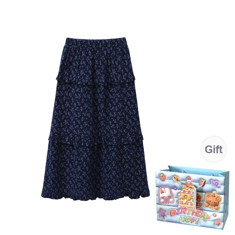 REMOULD Casual Long Skirt Women's Navy Blue-1