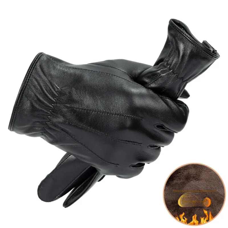 Shanghai Story Sheepskin Knit Gloves Men's Black Gift Box Set-64