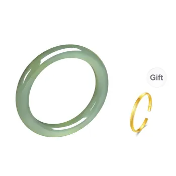 WEITIANXUAN Hetian Jade Bangles Pale Greenish White Jade Women's