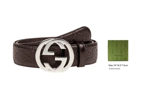 GUCCI Double G Classic Smooth Buckle Belt Men's Brown Width  4cm