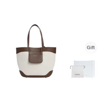 Karkki Rain Soaked Linen Shoulder Bag Large Size Women's Brown
