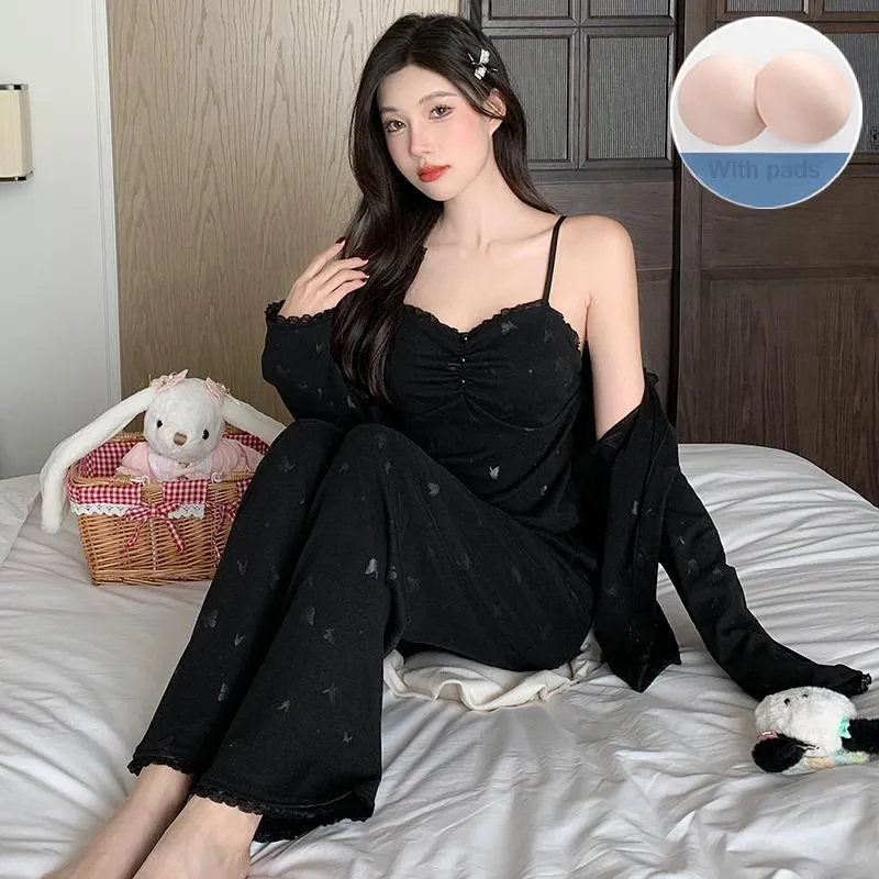 Sleeping Beauty Pajama Set Women's Black-2