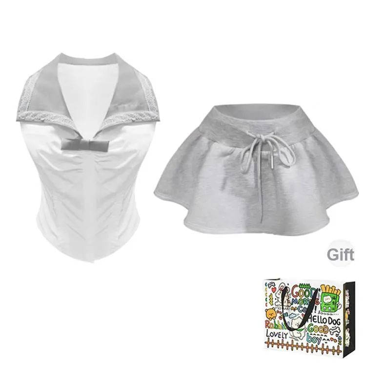 OURUOKE Two Piece Skirt Sets Women's-3