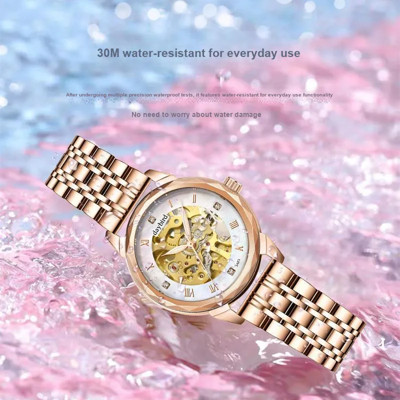 DAYBIRD Automatic Mechanical Movement Watch Women's Watch Cut-Out Dial-1
