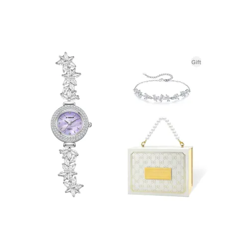 X Шестерня Кварцевый механизм Нержавеющая сталь Ремешок Часы Женские Часы Фиолетовый Циферблат