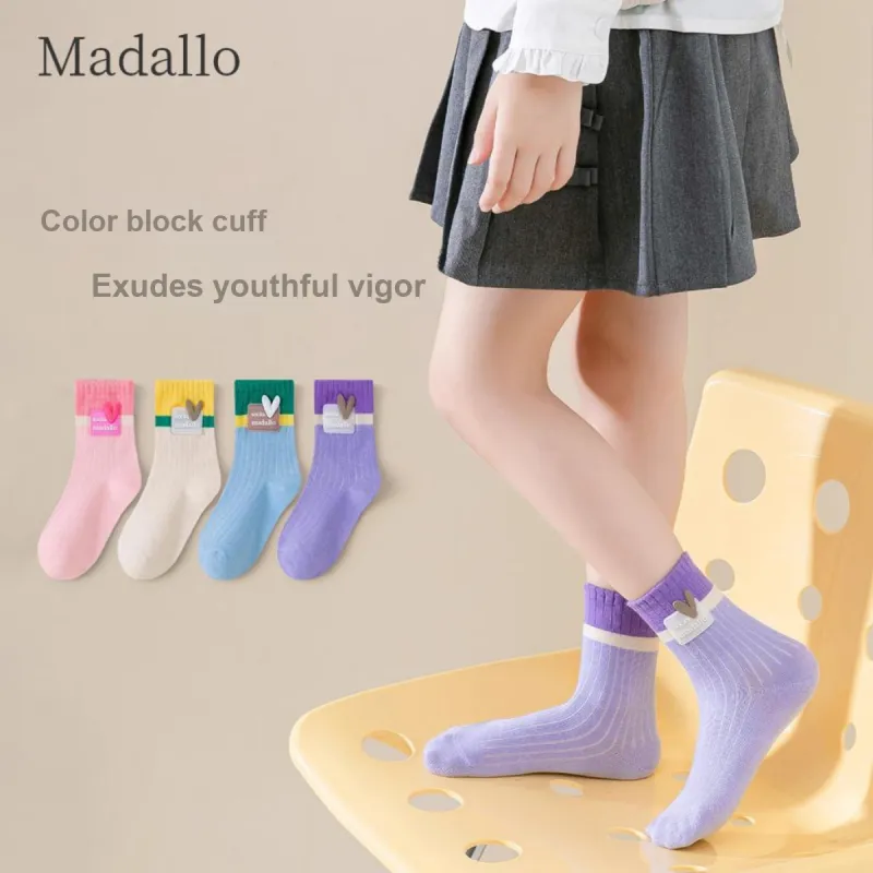 MADALLO Mid Calf Socks Women's 4 Pack Candy-3