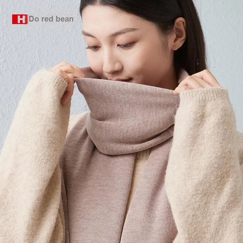Red Bean Wool Knit Scarves Women's-2