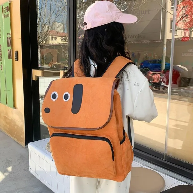 KARUISHA Composite Cloth Backpack Women's Orange Yellow-5