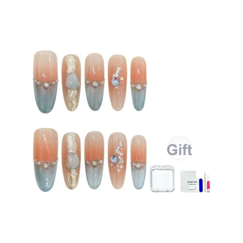 JINGCHANXUE Глубокое море Звездный Gaze Барокко Накладные ногти Овал Синий Градиентный Кошачий глаз 16 мм