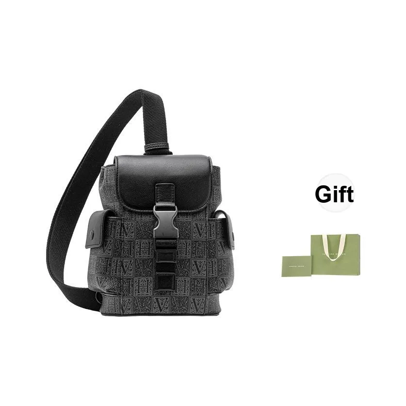 VANESSA HOGAN Monogram Корова Кожа Sling Bag Маленький Унисекс Черный