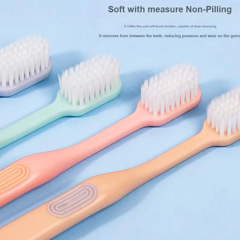 LERC Macaron 4 Color Small Wide Tip Soft Bristle Toothbrushes Cleaning 12 Pcs Pack-2