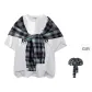 White T-Shirt (Comes with Blue Coffee Shawl)