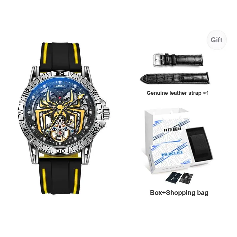 MUKUO Hero Collection Automatic Mechanical Movement Silicone Strap Watch Men's Watches Cut-Out Dial-9
