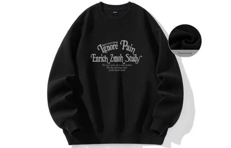 ZMOH Fleece Lined Crew Neck Sweatshirt Men's Couple's-8