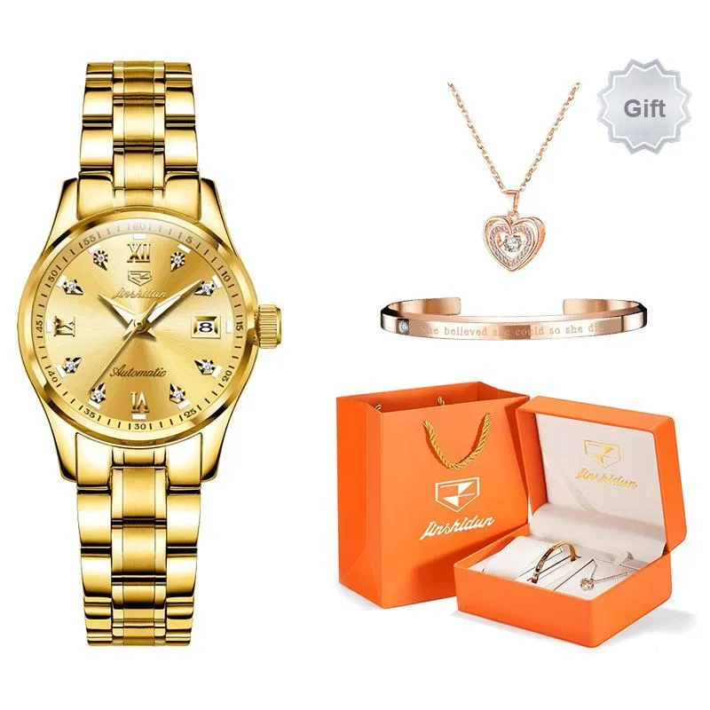 Jin Shi Dun Smart Series Mechanical Movement Stainless Steel Watchband Watch Women's Watch White Dial-35