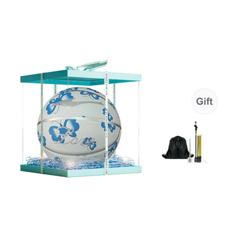 Erke Rubber Basketball Blue White Size 7 Ball Training-14