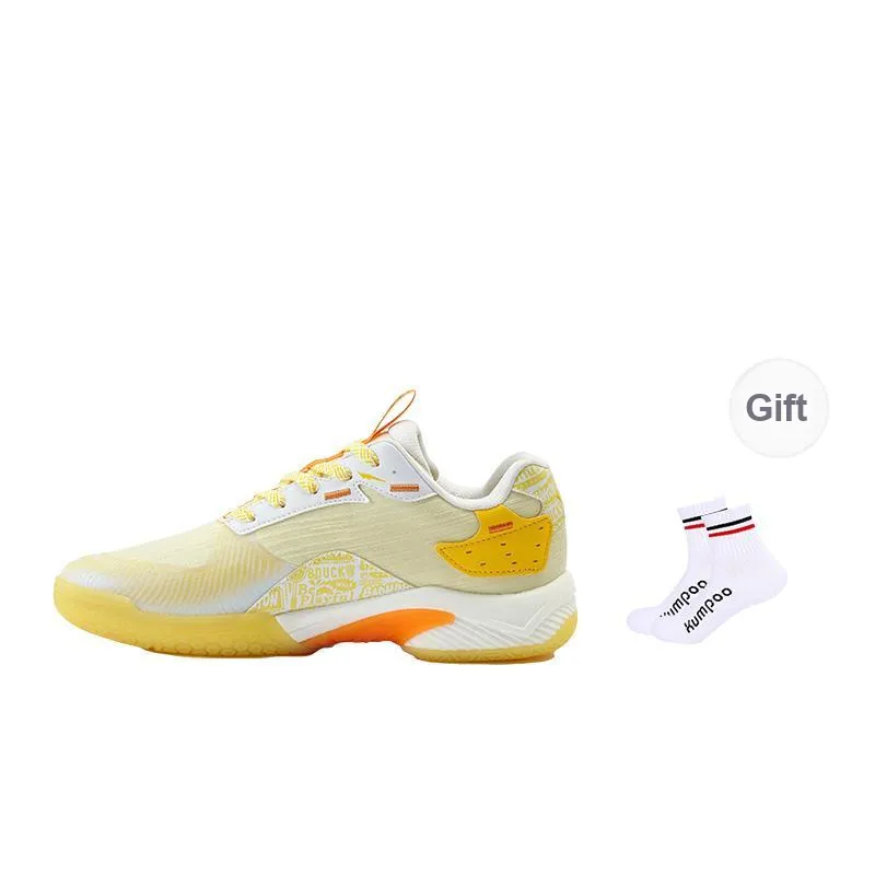 KUMPOO Badminton Shoes Unisex Low Top White/Yellow Color-1