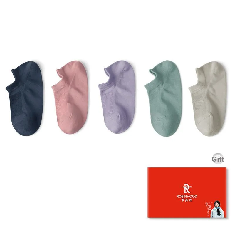 ROBINHOOD No Show Socks Women's 5 Pack Gift Box Set-5